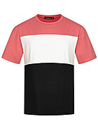 Seventyseven Lifestyle Herren Colorblock Rundhals T-Shirt rosa weiss schwarz