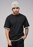 Seventyseven Lifestyle Herren Kontrast T-Shirt 2in1-Optik schwarz weiss