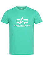 Alpha Industries Heren Basic T-shirt met Logo Print stoffig lichtgroen
