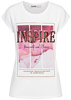 Cloud5ive Dames Inspire print T-shirt wit roze