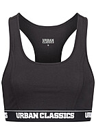 Urban Classics Dames Crop Tank Top BH met logo-opdruk zwart