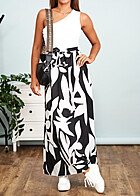 Cloud5ive Dames Maxi Dress One-Shoulder met Bloemenprint wit-zwart