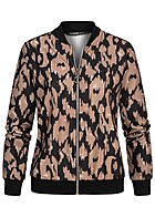Cloud5ive Dames Bomberjack blouson met luipaardprint zwart