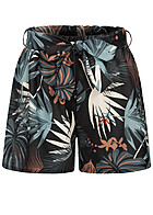 Cloud5ive Dames Mousseline short met tropische print en bindceintuur zwart