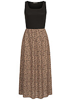 Cloud5ive Dames Maxi-Jurk met ronde hals en stippenprint zwart bruin