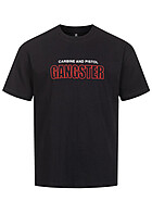 Seventyseven Lifestyle Herren T-Shirt mit Gangster Print vorn und hinten schwarz
