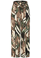 Cloud5ive Damen Sommerhose mit seitlich. Schlitzen und Abstrakt Print beige