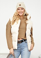 Urban Classics Dames Gewatteerd Vest met ritssluiting beige