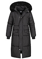 Urban Classics Dames Oversized gewatteerde jas met nepbont zwart