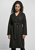 Urban Classics Dames Oversized Jas met strikceintuur en wijde mouwen zwart