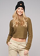 Urban Classics Dames Cropped wafelgebreide trui olijfgroen