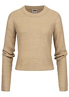 Urban Classics Dames Cropped wafelgebreide trui beige