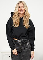 Urban Classics Dames Oversized Crop-Hoodie met trekkoorden zwart