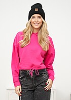 Urban Classics Dames Oversized Crop-Hoodie met trekkoorden roze