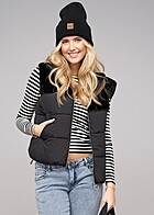 ONLY Dames Gewatteerd vest met nepbont en ritssluiting hoge hals en 2 zakken zwart