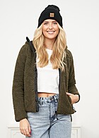 Brandit Dames Teddyfleece Jas met Capuchon en Rits 3-Zakken olijfgroen