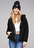 Brandit Dames Teddyfleece Jas met Capuchon en Rits 3-Zakken zwart
