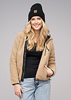 Brandit Dames Teddyfleece Jas met Capuchon en Rits 3-Zakken camel bruin