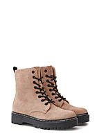 Seventyseven Lifestyle Dames Laarzen in velourslook met ritssluiting kaki zwart