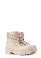 Seventyseven Lifestyle Dames Imitatieleren laarzen met veters beige