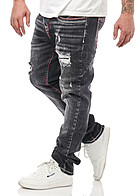 Rusty Neal Herren Jeans Hose im Destroyed-Look mit 5-Pockets used schwarz