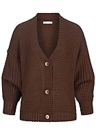 Hailys Dames Gebreid vest met knopen bruin