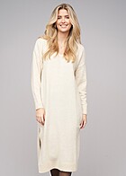Vero Moda Dames Maxi Gebreide Jurk met lange mouwen en v-hals beige