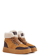 Seventyseven Lifestyle Dames Plateau sneaker met teddybont voering bruin