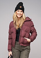 Urban Classics Dames Gevoerde Jas met Rits en Capuchon bordeaux rood