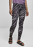 Urban Classics Dames Leggings met All-Over Geometric Print zwart wit