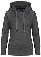 Build Your Brand Damen Hoodie mit Kngurutaschen im Saum charcoal dunkel grau