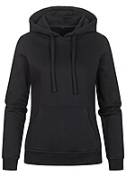 Build Your Brand Damen Basic Hoodie mit Kngurutasche und Tunnelzug schwarz