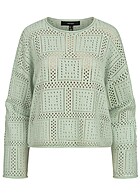 Vero Moda Dames Gebreide trui met gatenpatroon groen