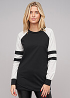 Cloud5ive Damen Sweatkleid mit Raglanrmeln und Rundhals Kontrast schwarz grau