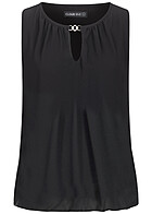 Cloud5ive Dames Chiffon Top met sleutelgatkraag en decoratieve gesp zwart
