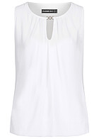 Cloud5ive Dames Chiffon Top met sleutelgatkraag en decoratieve gesp wit