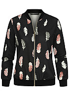 Cloud5ive Dames Bomberjack met verenprint zwart