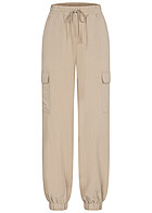 ONLY Dames NOOS Cargo Joggingbroek met trekkoorden beige