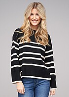 Vero Moda Dames NOOS Trui met ronde hals en strepen zwart beige