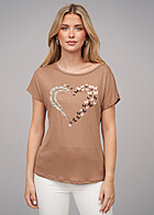 Cloud5ive Dames T-Shirt met Hart- en Vlinderprint bruin