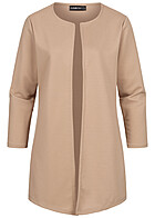 Cloud5ive Dames Gebreid vest met geribde stof beige