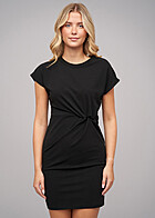 Cloud5ive Dames T-shirt-jurk met ronde hals en knoopdetail zwart