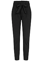 Cloud5ive Dames Loose Fit Paperbag Stretch Broek met strikceintuur zwart