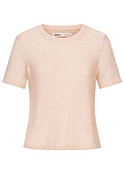ONLY Dames NOOS T-Shirt met ronde hals en structuurstof beige
