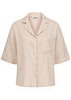 ONLY Dames NOOS Blouse met korte mouwen en borstzakjes beige