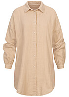 ONLY Dames NOOS Oversized Shirt met knopen bruin