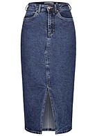 Vero Moda Damen NOOS Jeans Rock mit 5-Pockets und Schlitz washed look medium blau denim