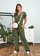 Cloud5ive Dames Wrap-Look Jumpsuit met 2-Pockets groen