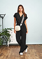 Cloud5ive Dames Wrap-Look Jumpsuit met 2-Pockets zwart