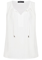Seventyseven Lifestyle Damen Top mit Bindedetail und V-Neck weiss